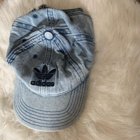 SOLD Adidas Fit Baseball Hat Denim Chambray Tre - Picture 4 of 5